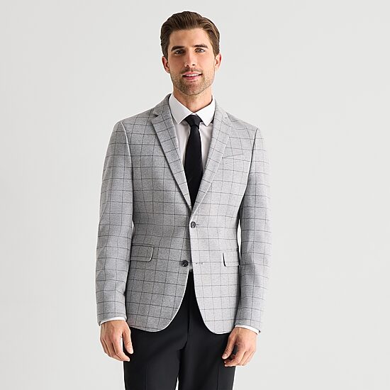 J. Ferrar 360 Stretch Mens Plaid Slim Fit Sport Coat