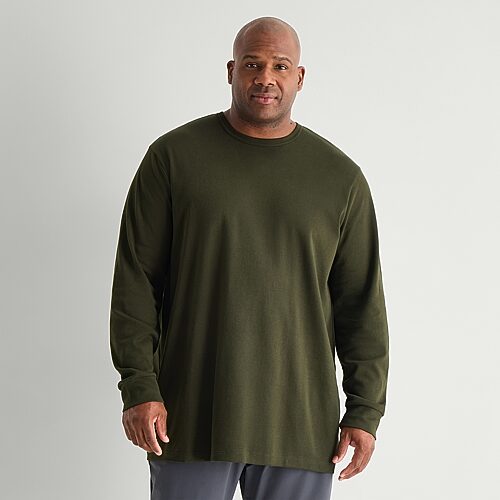 Stylus Mens Round Neck Long Sleeve Big and Tall T-Shirt, 5x-large Tall, Green