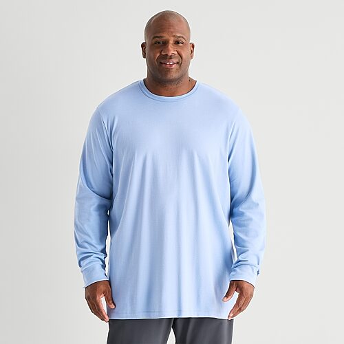 Stylus Mens Round Neck Long Sleeve Big and Tall T-Shirt, 5x-large Tall, Blue