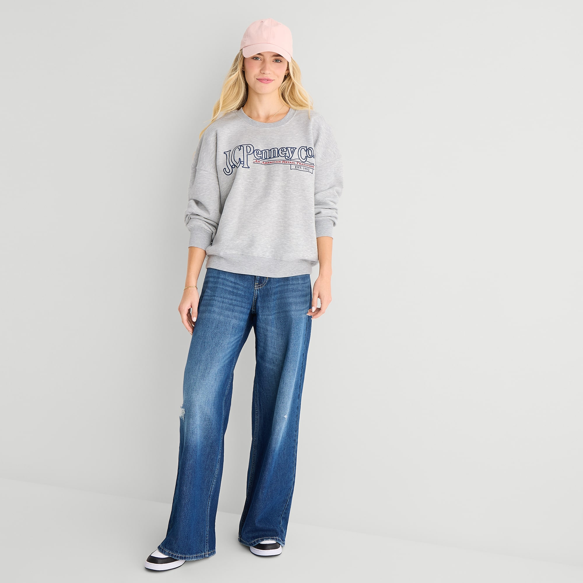Jcp Crewneck Womens Juniors Crew Neck Long Sleeve Sweatshirt