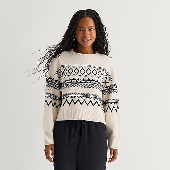 A.N.A Womens Crew Neck Long Sleeve Pullover Sweater