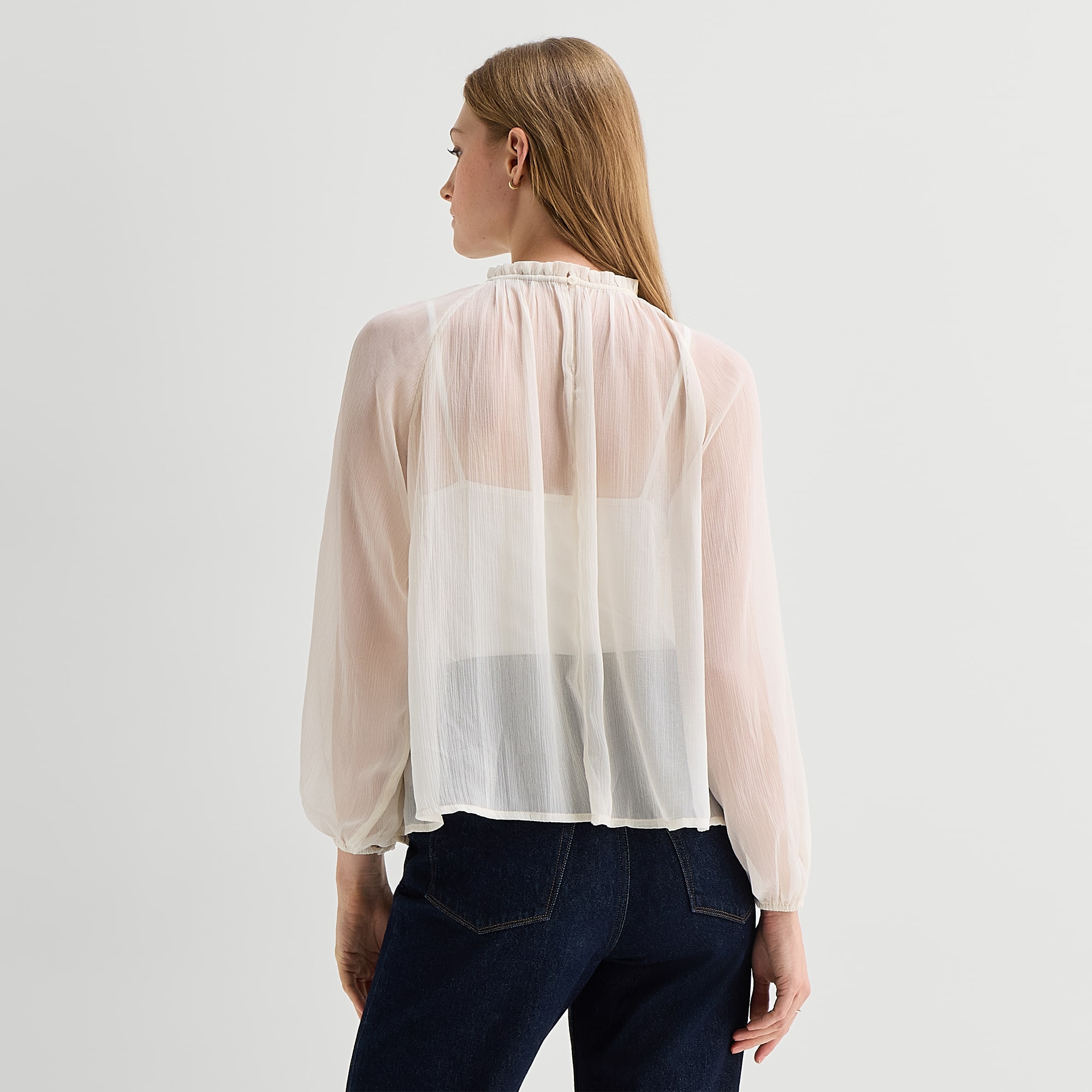 A.N.A Womens Round Neck Long Sleeve Blouse