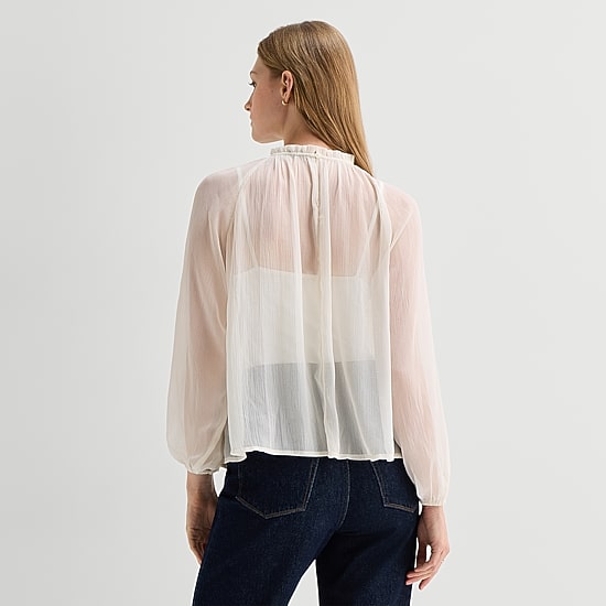 A.N.A Womens Round Neck Long Sleeve Blouse