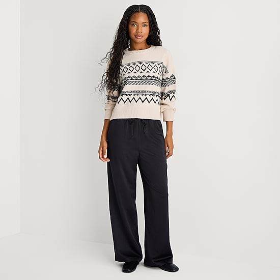A.N.A Womens Crew Neck Long Sleeve Pullover Sweater