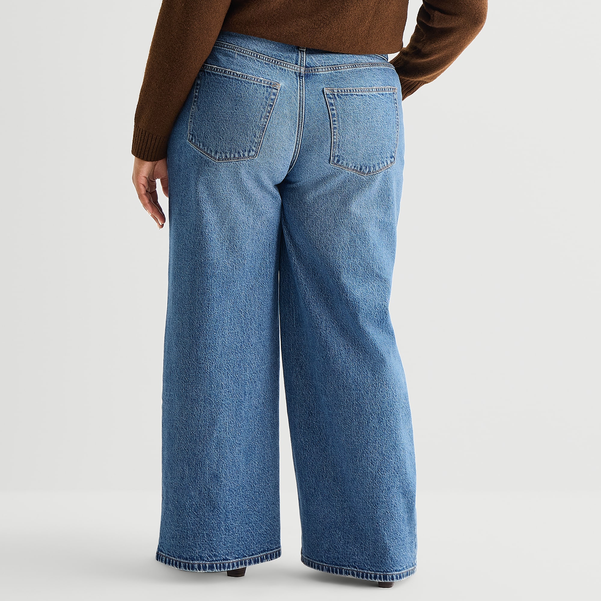 A.N.A Embellished Womens Plus Highest Rise Wide Leg Jean