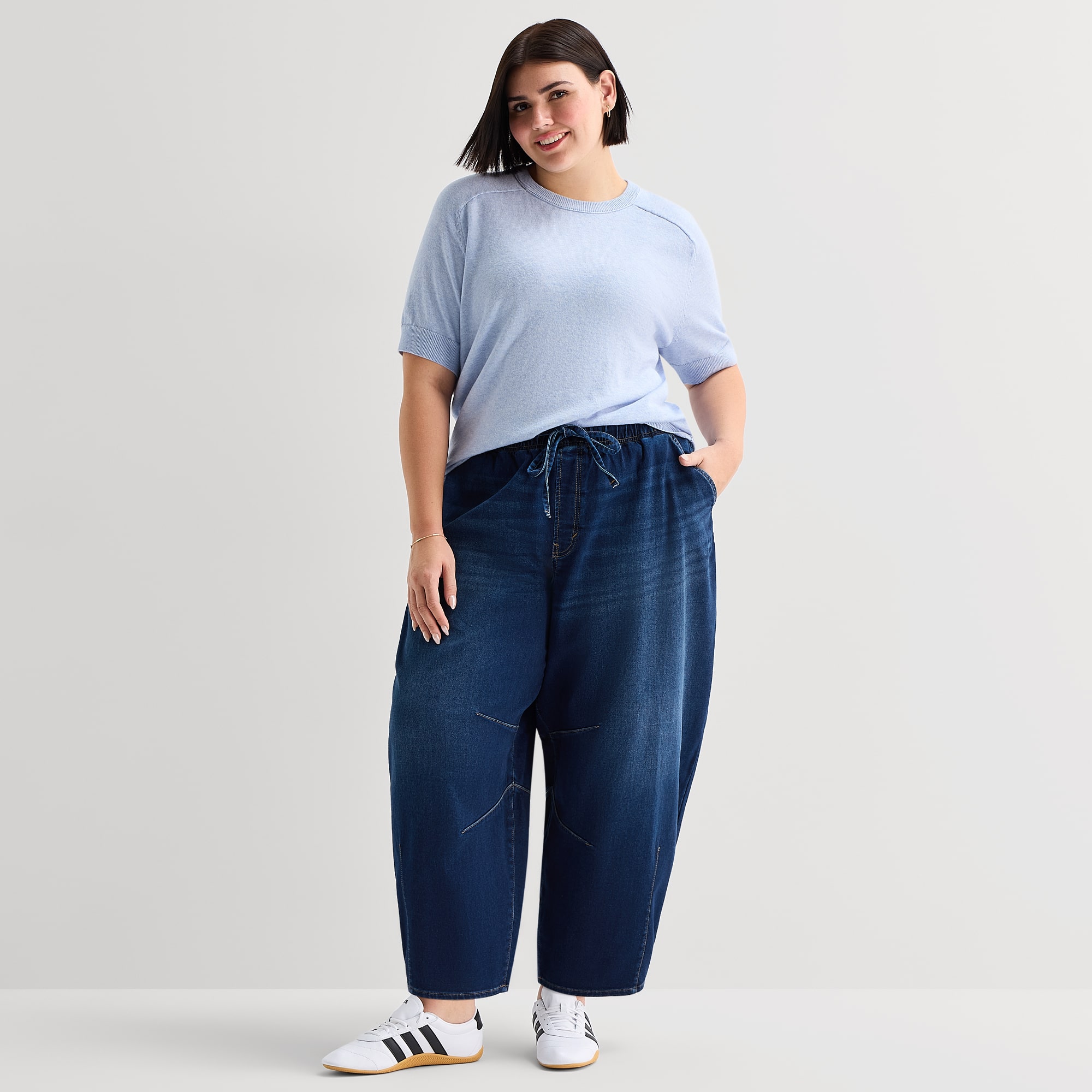 A.N.A Cozy Womens Plus High Rise Barrel Jean
