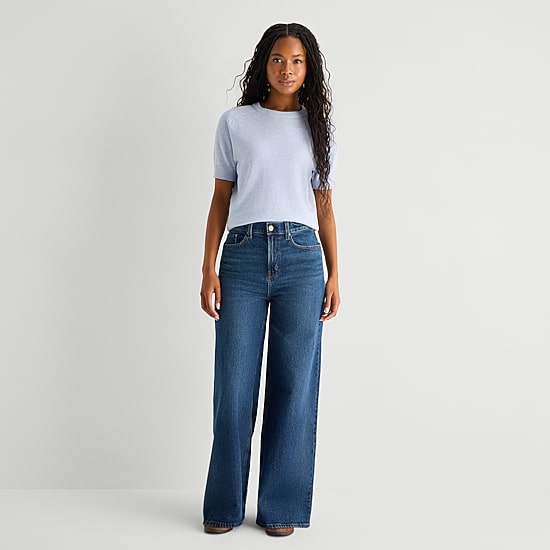 A.N.A Womens Crew Neck Short Sleeve Pullover Sweater