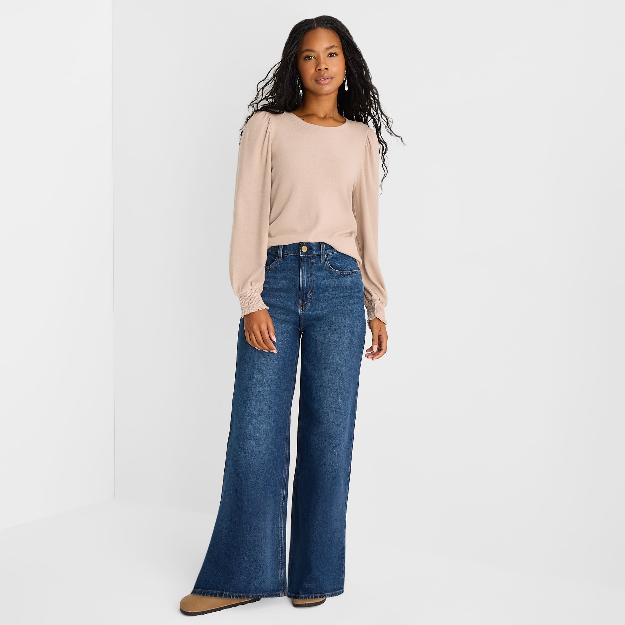 A.N.A Brushed Womens Crew Neck Long Sleeve T-Shirt