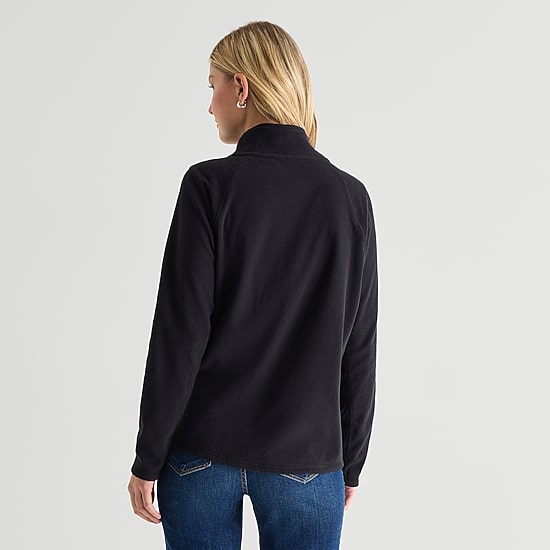 St. John's Bay Womens Easy-on + Easy-off Mock Neck Long Sleeve Fleece Quarter-Zip Pullover