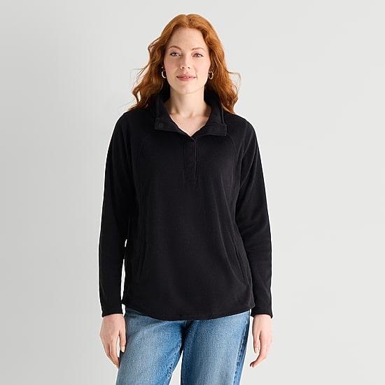 St. John's Bay Womens Easy-on + Easy-off Long Sleeve Mock Neck Top
