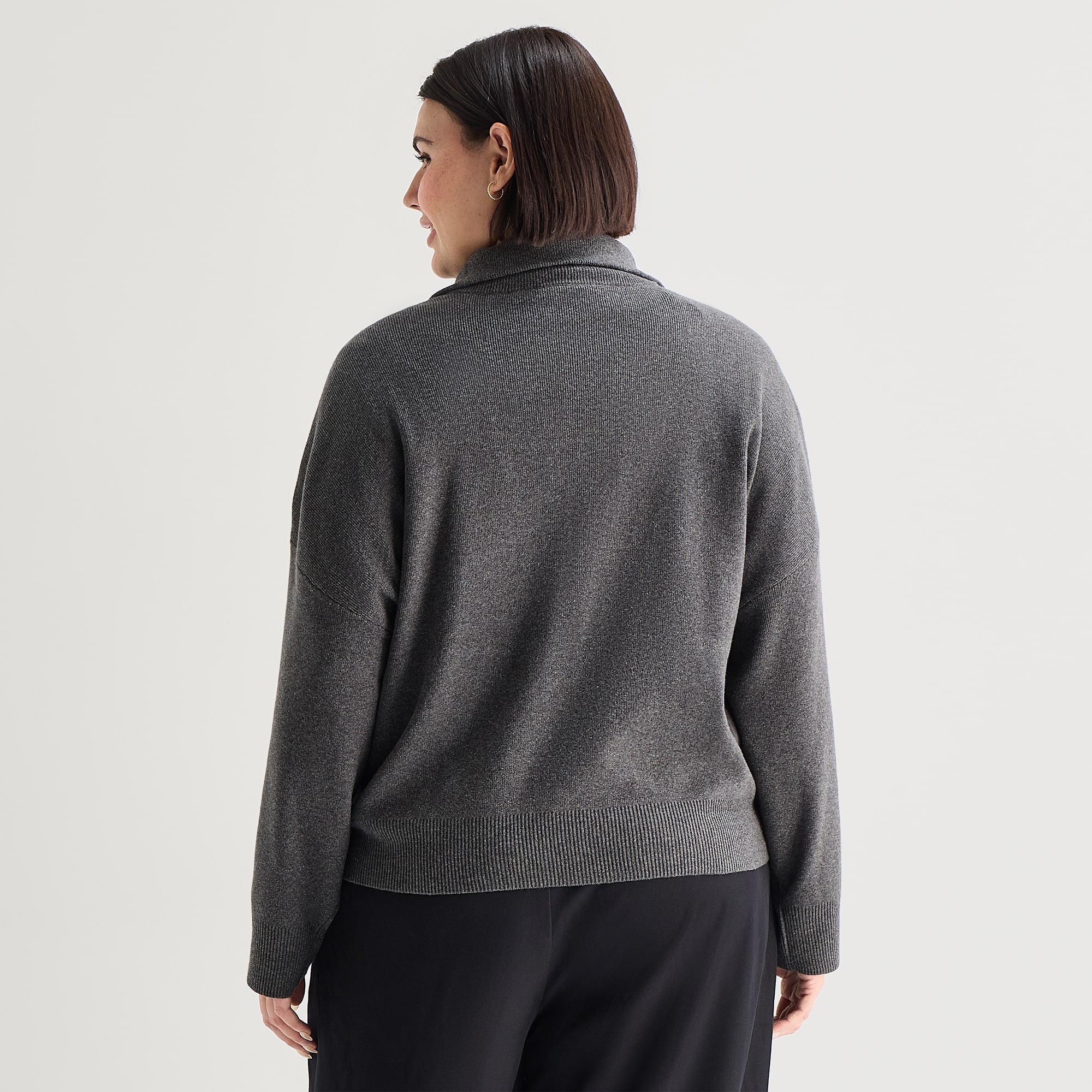 A.N.A Plus Quarter Zip Womens Long Sleeve Pullover Sweater