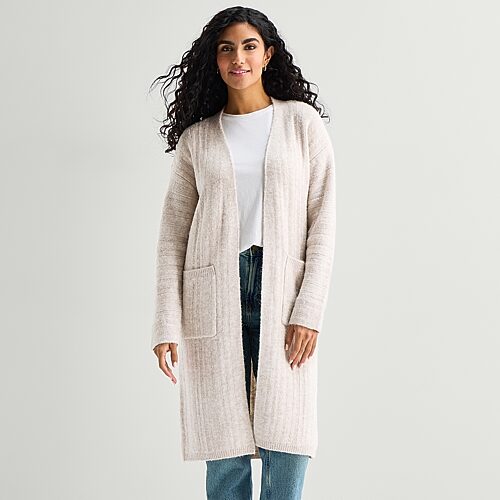 Ana Womens V Neck Long Sleeve Cardigan In White