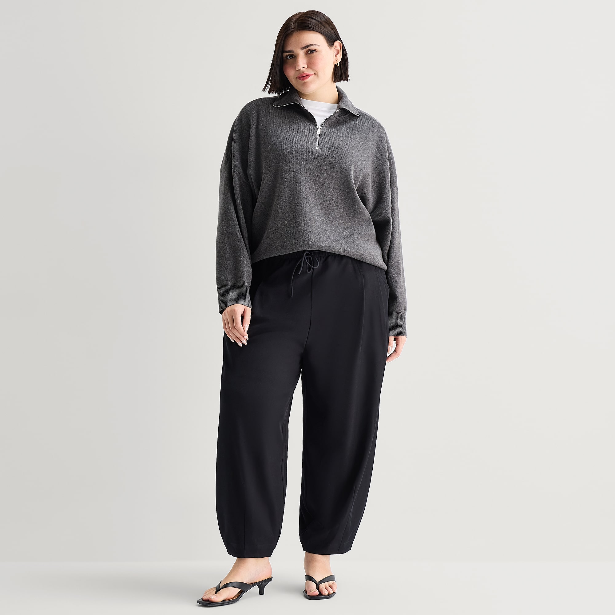 A.N.A Plus Quarter Zip Womens Long Sleeve Pullover Sweater