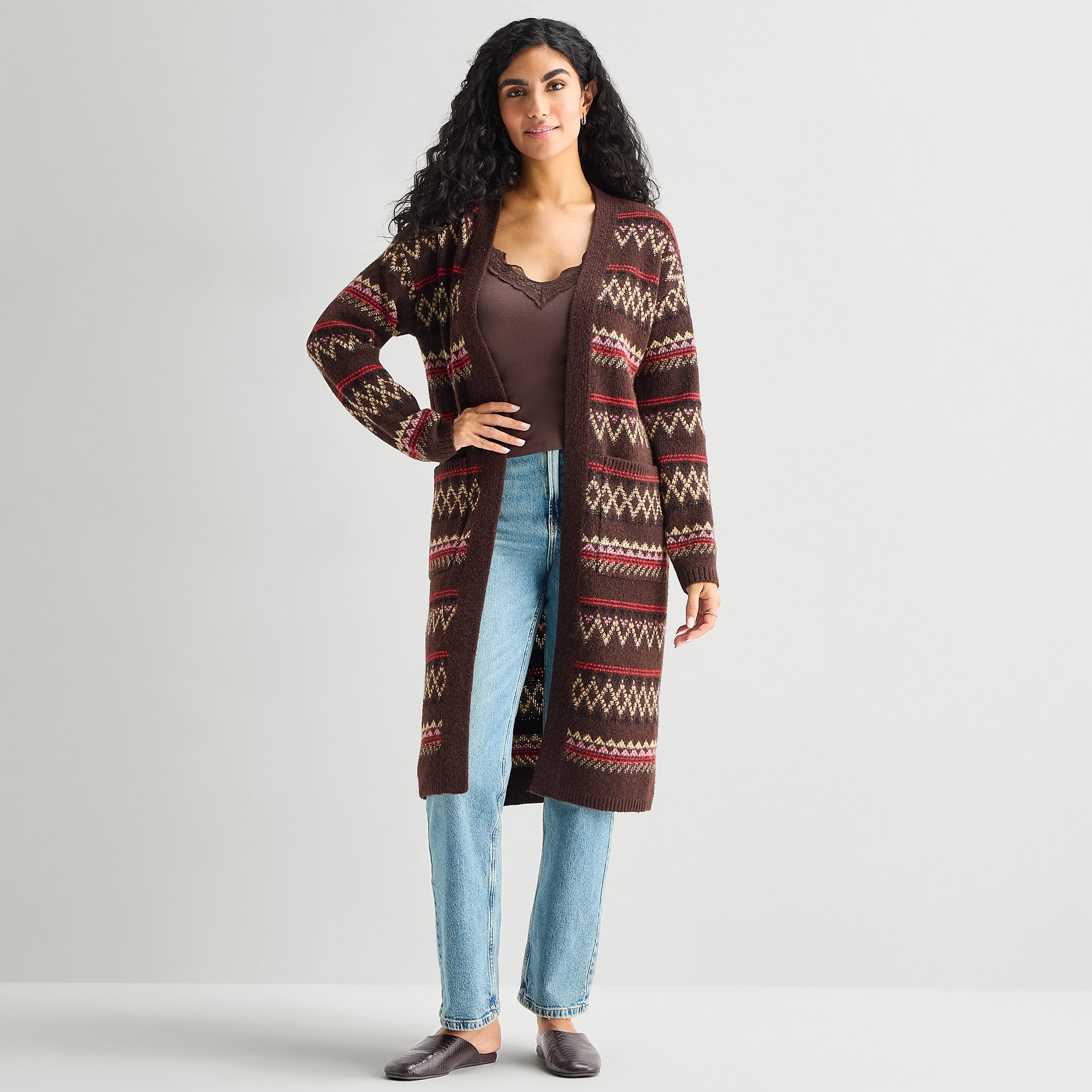 A.N.A Womens V Neck Long Sleeve Open Front Cardigan