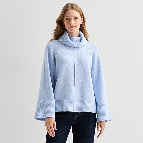 Ana Womens Turtleneck Long Sleeve Pullover Sweater In Blue