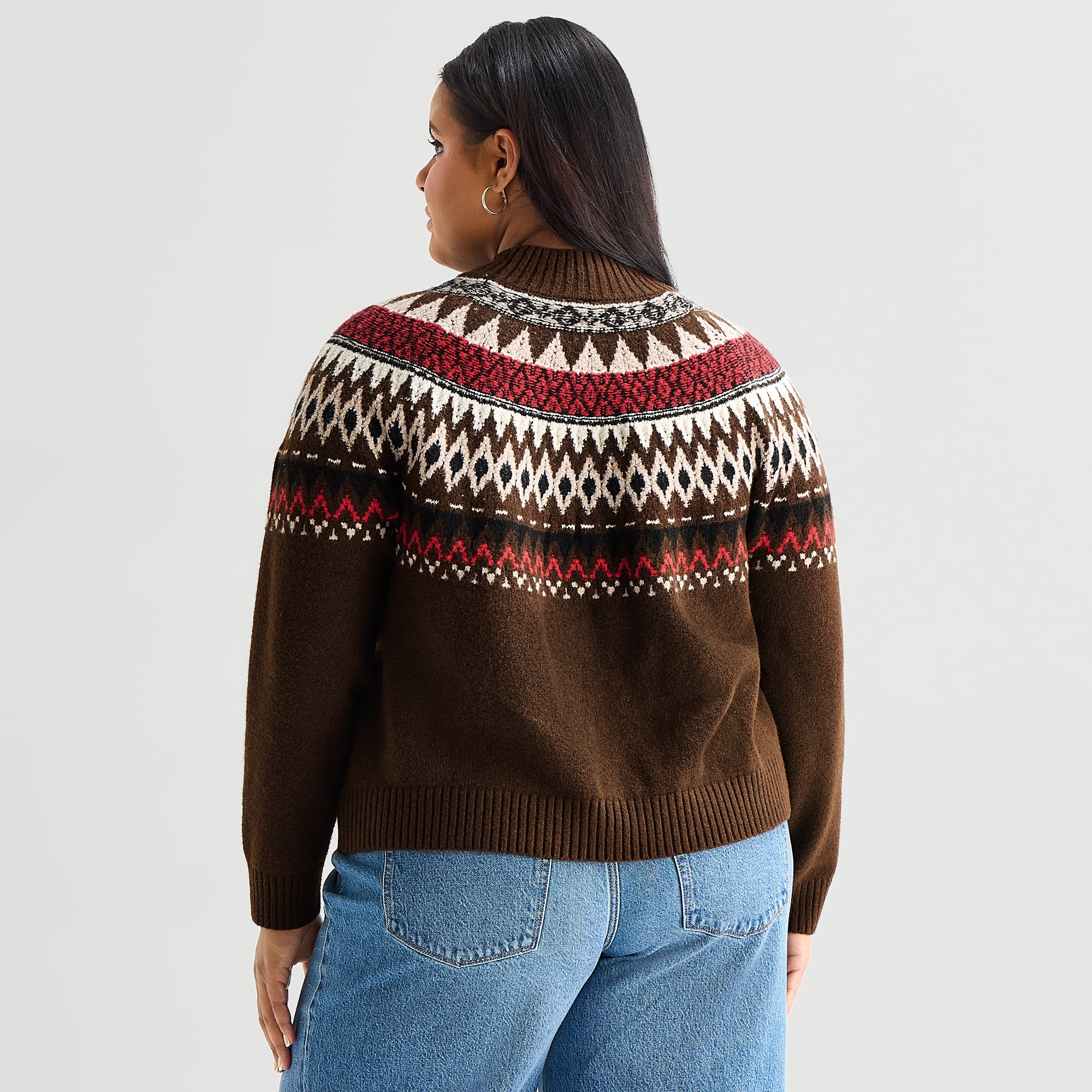 A.N.A Plus Womens Mock Neck Long Sleeve Pullover Sweater