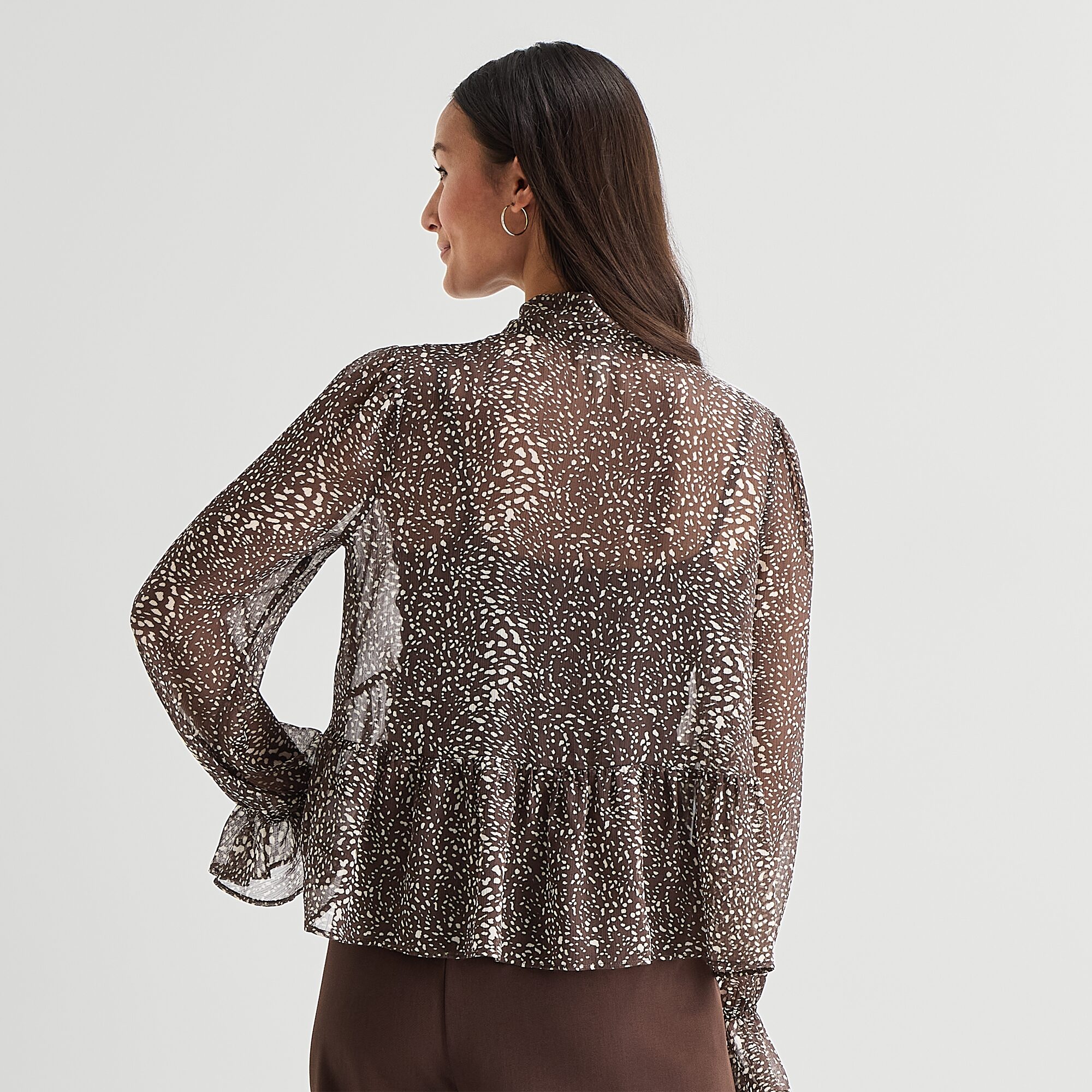 A.N.A Womens Split Tie Neck Long Sleeve Blouse