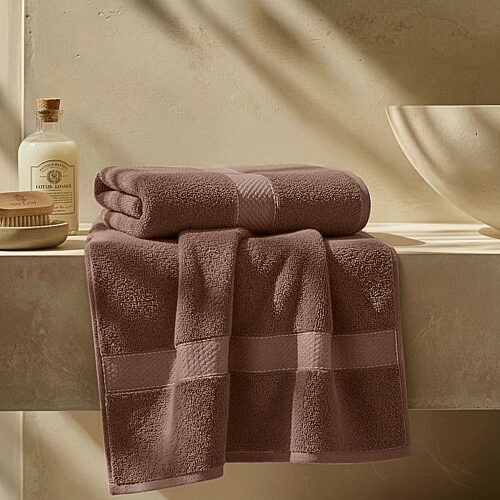 Superior Niles Egypt Produced Giza Dobby Ultra-Plush Thick Soft Absorbent 2-Piece Bath Towels Set - Chocolate