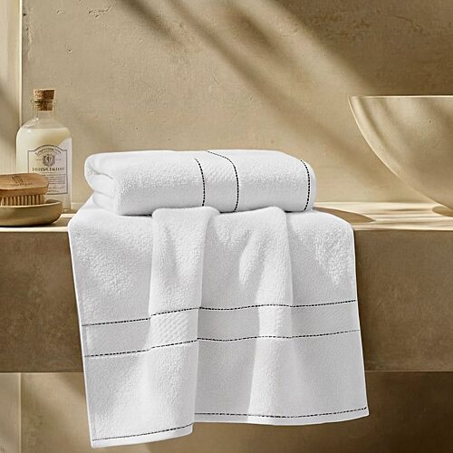 Superior Niles Egypt Produced Giza Dobby Ultra-Plush Thick Soft Absorbent 2-Piece Bath Towels Set - White