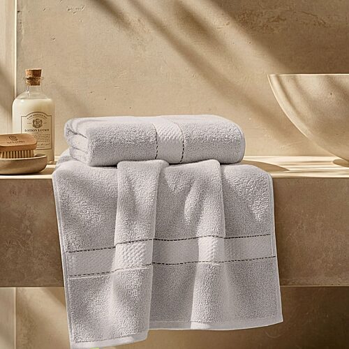 Superior Niles Egypt Produced Giza Dobby Ultra-Plush Thick Soft Absorbent 2-Piece Bath Towels Set - Platinum