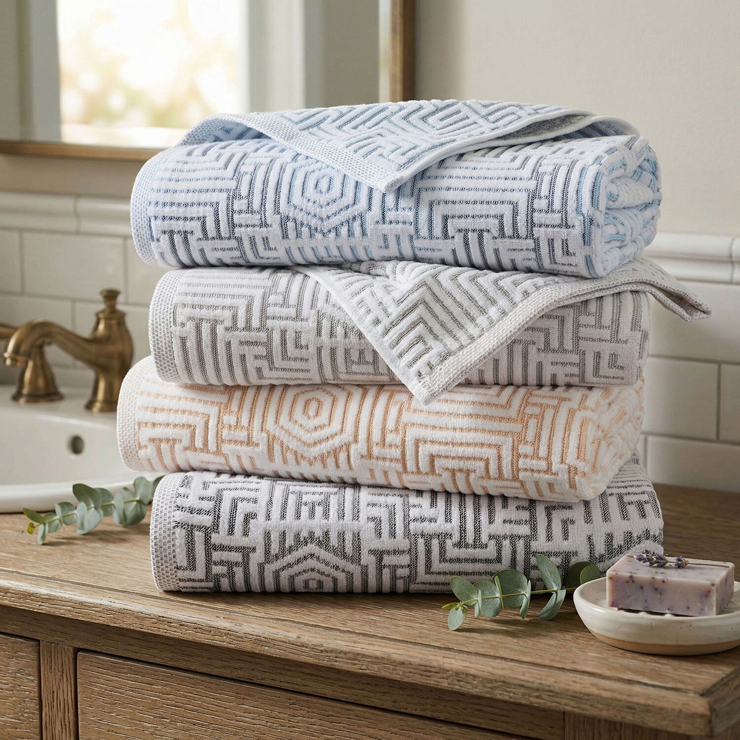 SUPERIOR® Jasper Collection | 100% Cotton 3-pc. Quick Dry Jacquard Bath Towel