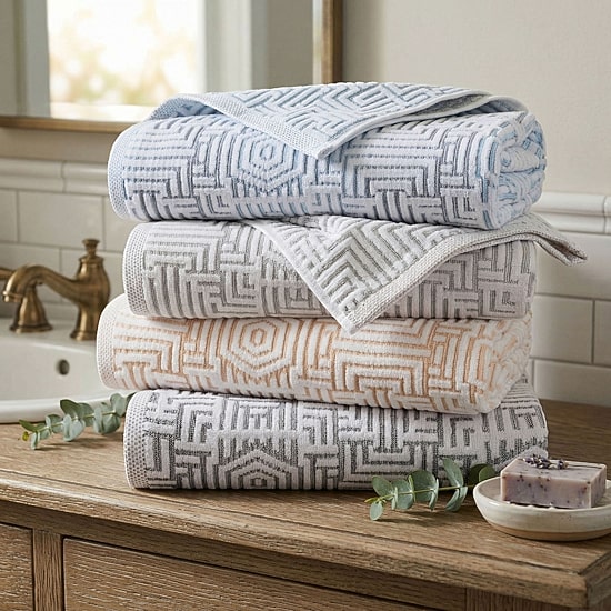 SUPERIOR® Jasper Collection | 100% Cotton 3-pc. Quick Dry Jacquard Bath Towel