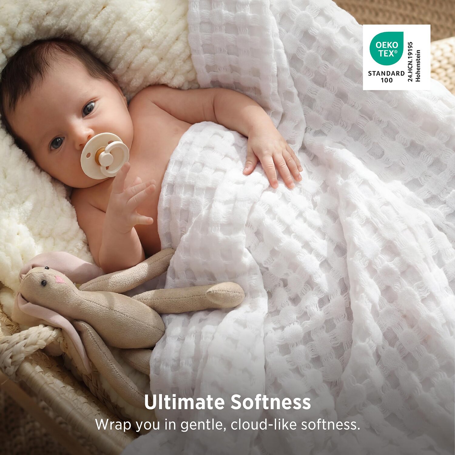 Bedsure® Woven Bamboo Waffle Midweight Blanket