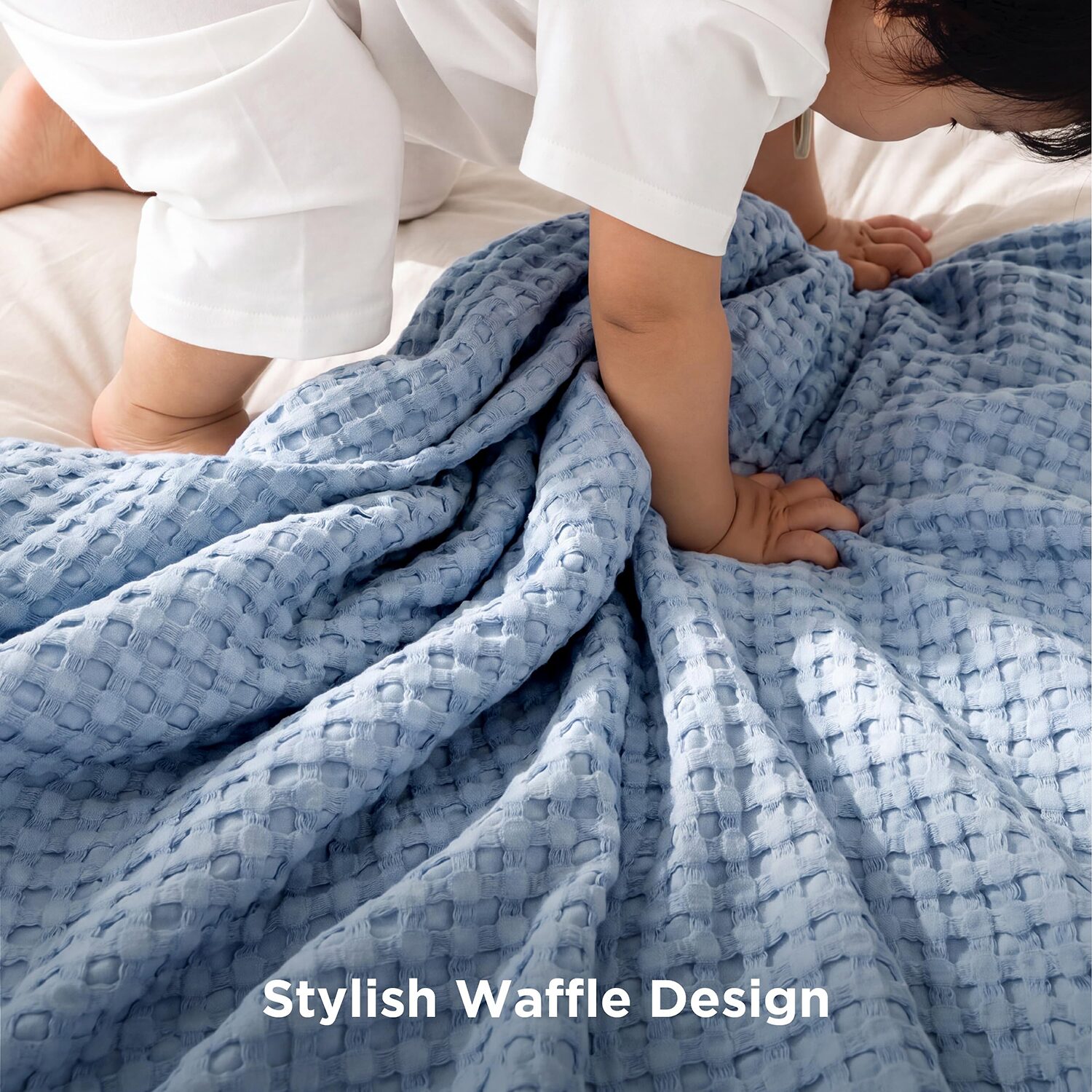 Bedsure® Woven Bamboo Waffle Midweight Blanket