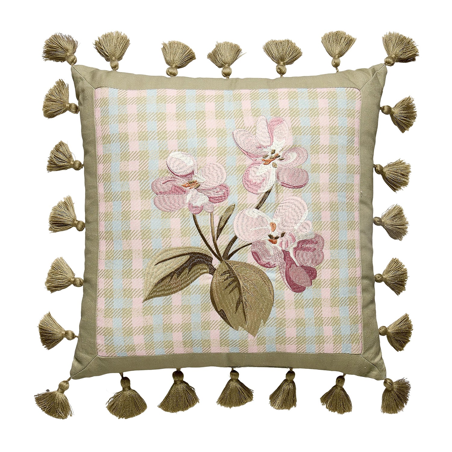 spartina 449 Blooming Stripe Embroidered Square Throw Pillow