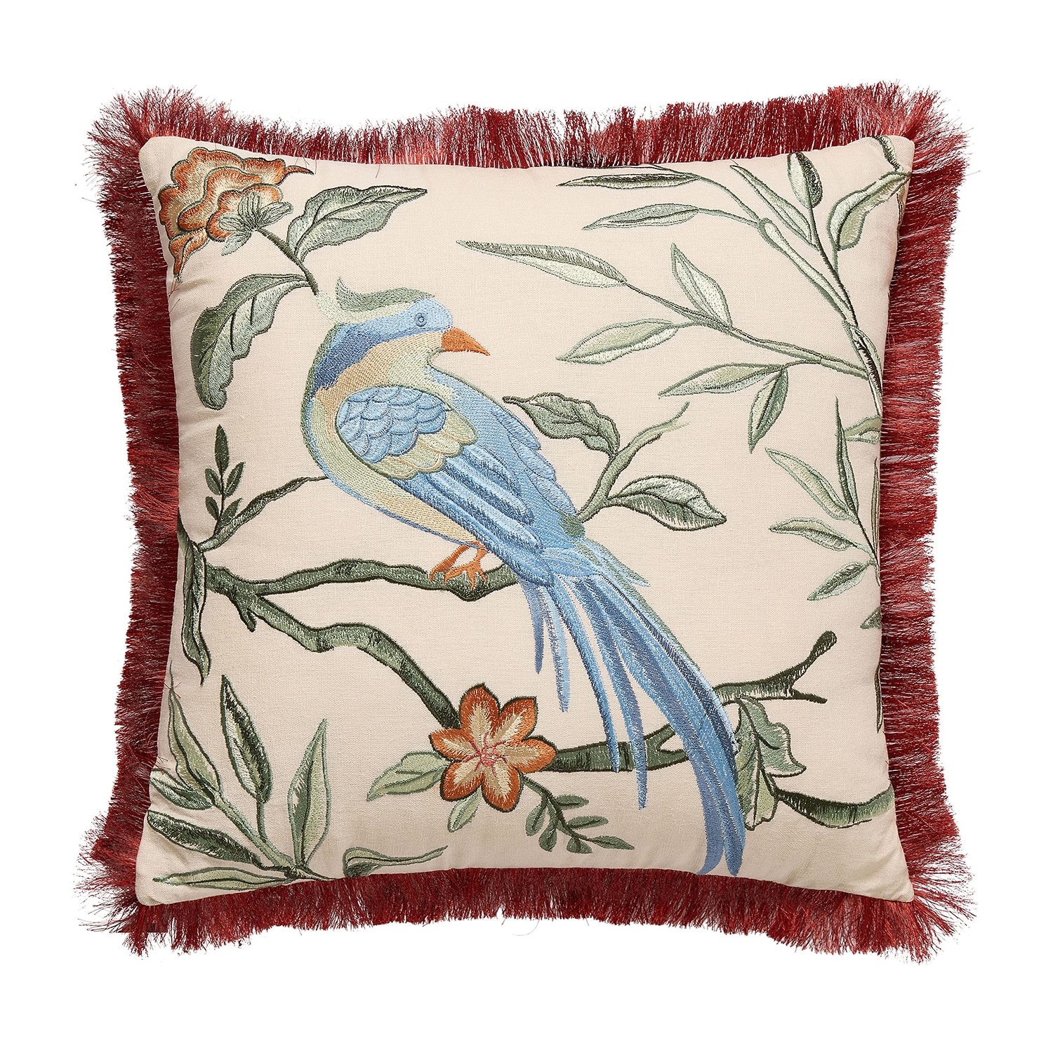 Dee Ocleppo Aviary Paradise Embroidered Square Throw Pillow