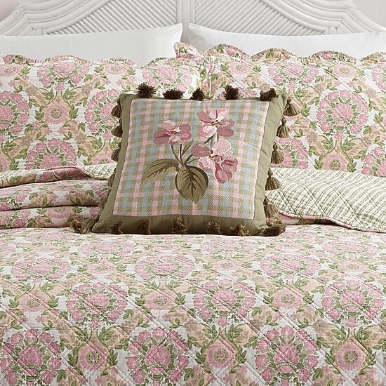 spartina 449 Blooming Stripe Embroidered Square Throw Pillow