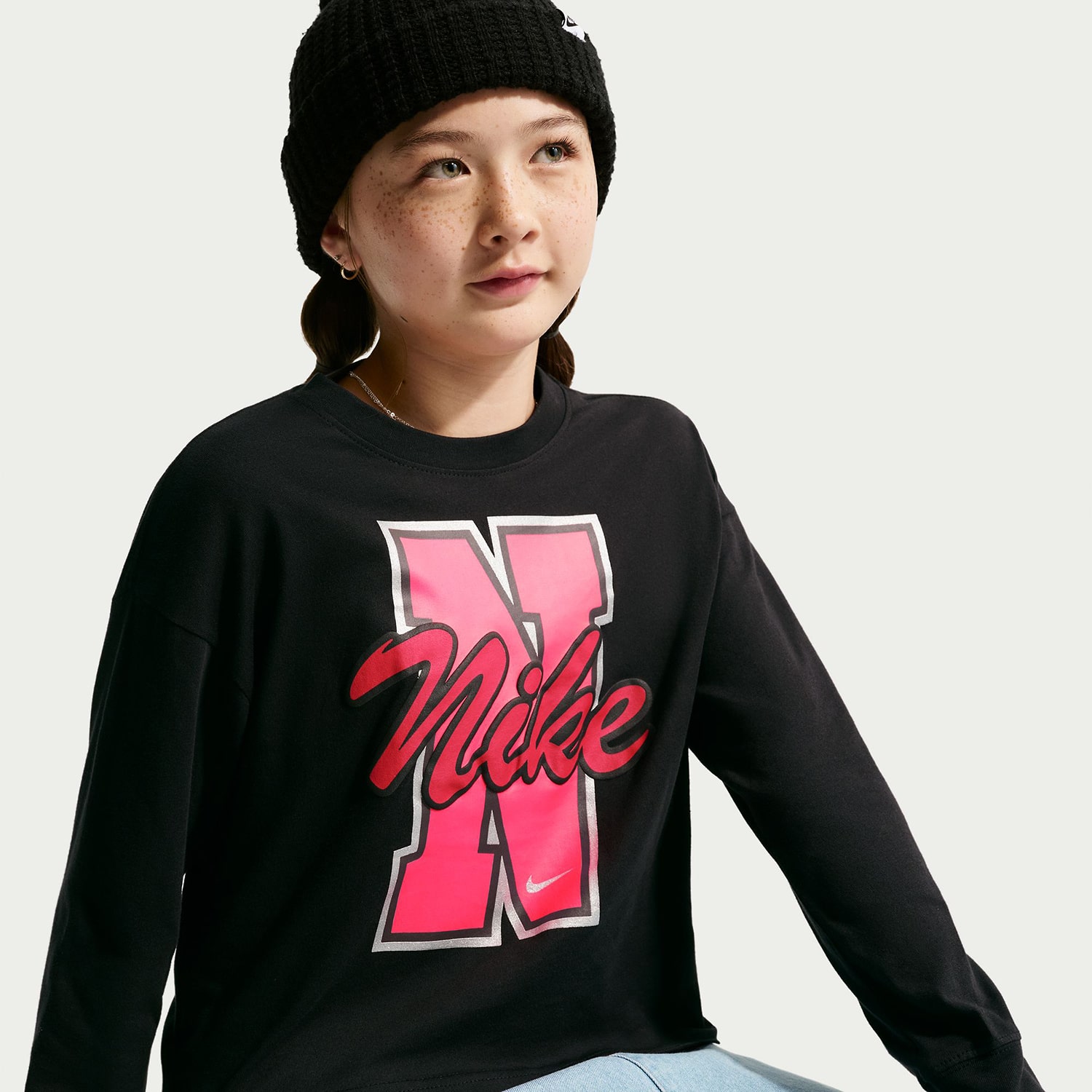 Nike Big Kid Girls Round Neck Long Sleeve Active T-Shirt