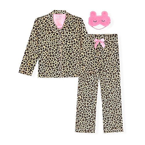 Sleep On It Little & Big Kid Girls Long Sleeve 2-pc. Pajama Set In Brown