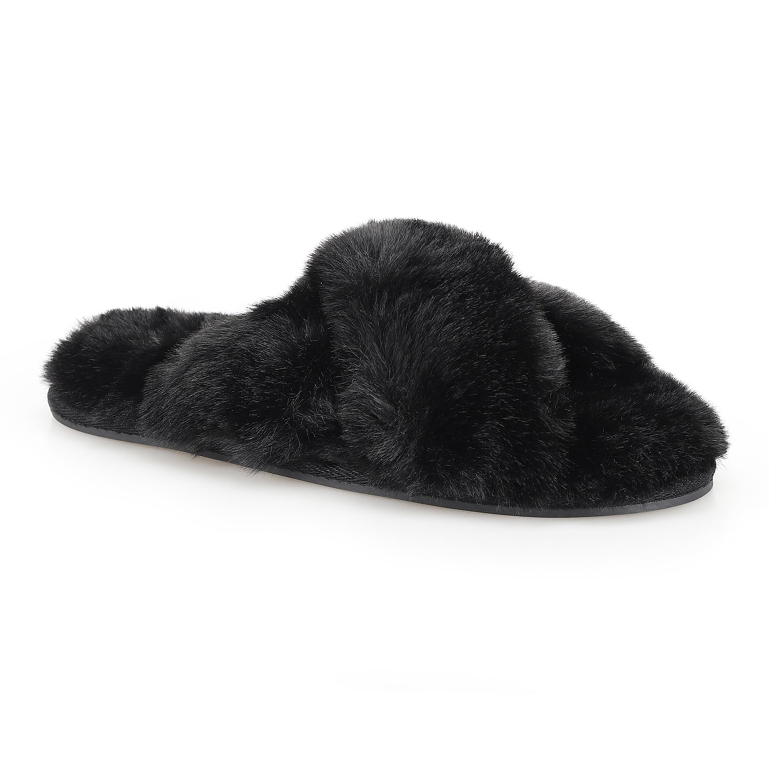 JS Jessica Simpson Plush Cross Womens Slip-On Slippers