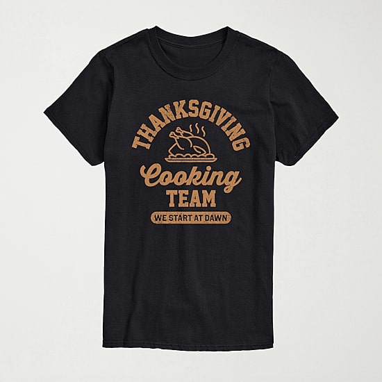 Thanksgiving Cooking Team Mens Crew Neck Short Sleeve Regular Fit Big and Tall Graphic T-Shirt
