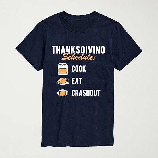Thanksgiving Schedule Mens Crew Neck Short Sleeve Regular Fit Big and Tall Graphic T-Shirt