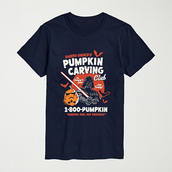 Darth Vaders Pumpkin Carving Halloween Mens Crew Neck Short Sleeve Regular Fit Star Wars Big and Tall Graphic T-Shirt