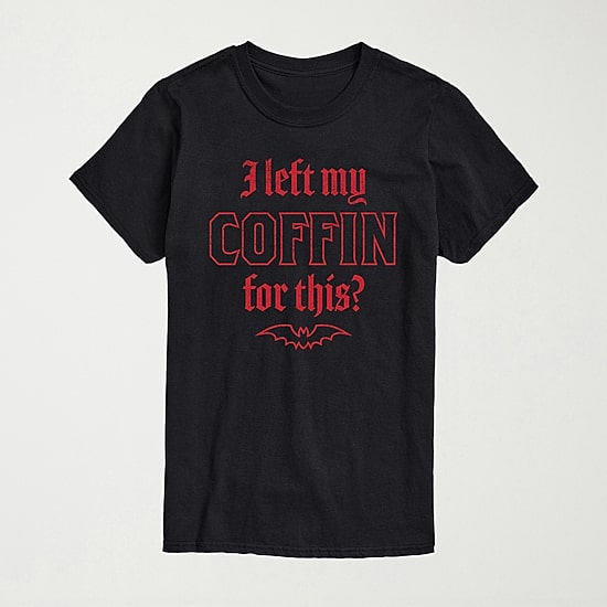 I Left My Coffin For This? Halloween Mens Crew Neck Short Sleeve Regular Fit Big and Tall Graphic T-Shirt