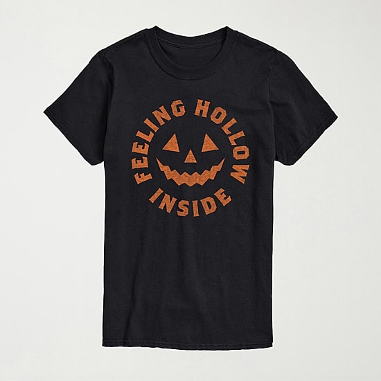 Feeling Hollow Inside Jackolantern Mens Crew Neck Short Sleeve Regular Fit Big and Tall Graphic T-Shirt