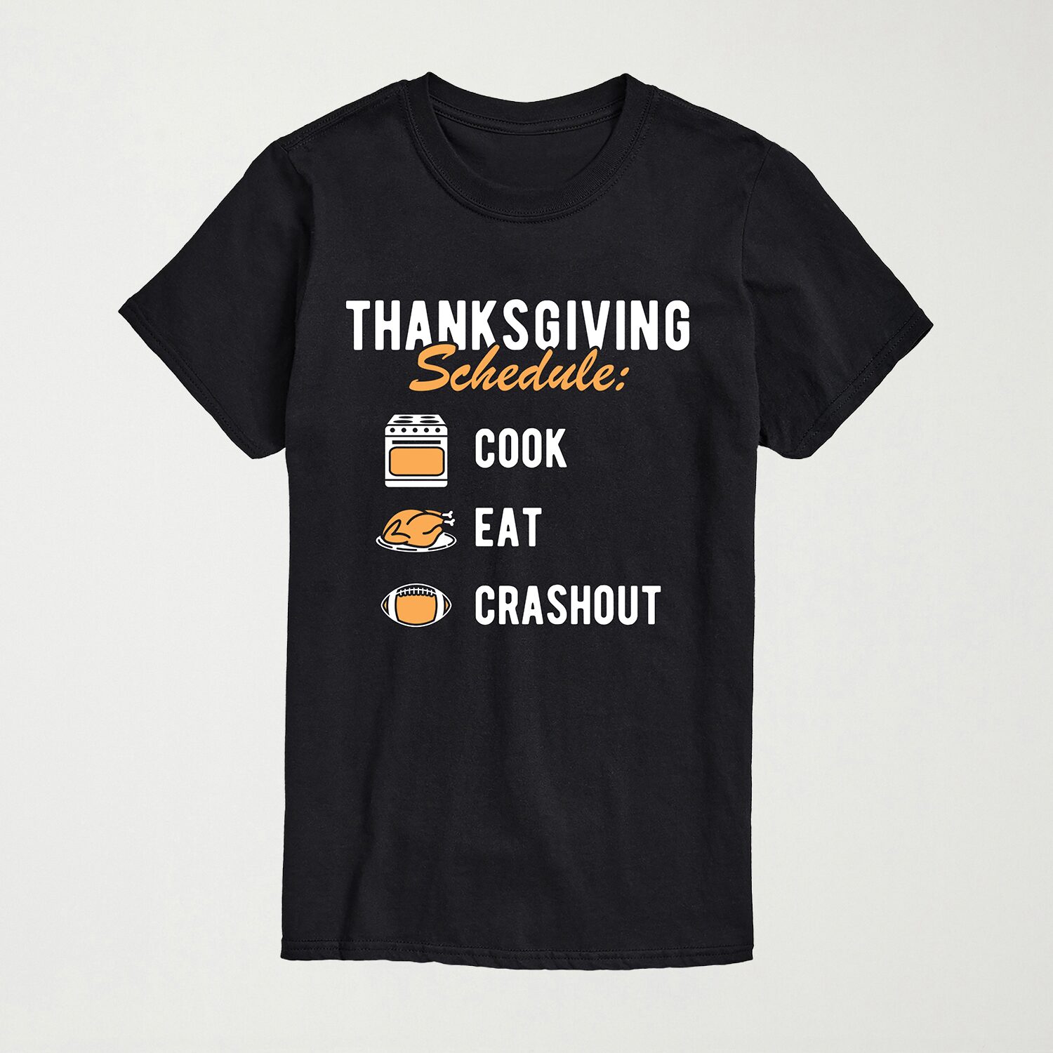 Thanksgiving Schedule Mens Crew Neck Short Sleeve Regular Fit Big and Tall Graphic T-Shirt