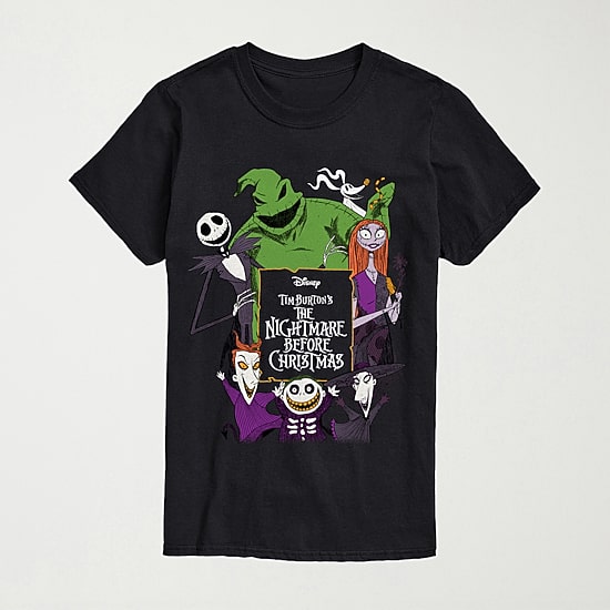 Jack Sally Oogie Boogie Mens Crew Neck Short Sleeve Regular Fit Nightmare Before Christmas Big and Tall Graphic T-Shirt