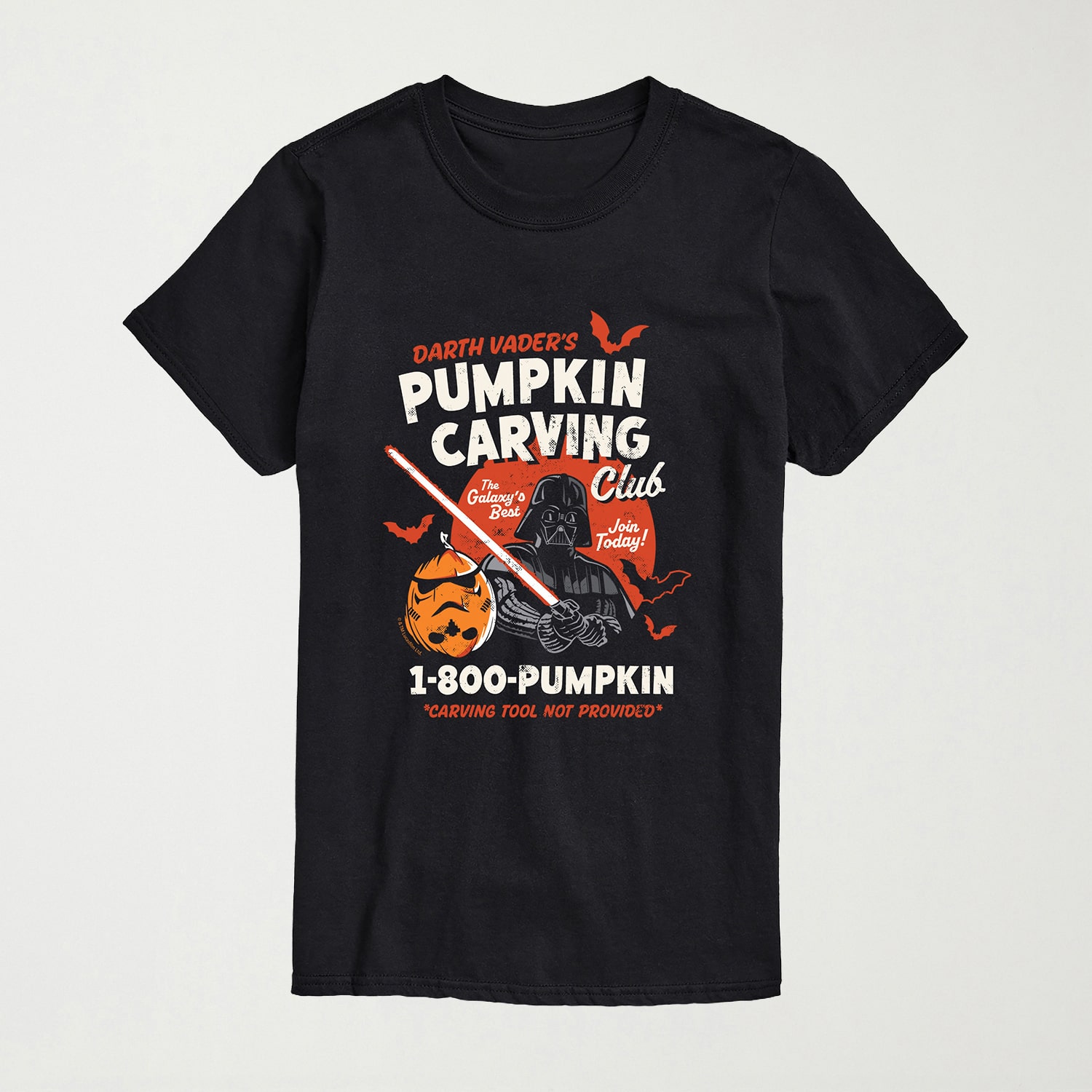 Darth Vaders Pumpkin Carving Halloween Mens Crew Neck Short Sleeve Regular Fit Star Wars Big and Tall Graphic T-Shirt
