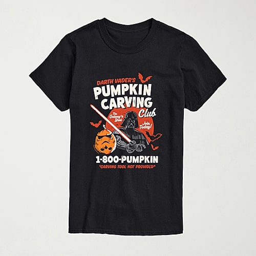 Darth Vaders Pumpkin Carving Halloween Mens Crew Neck Short Sleeve Regular Fit Star Wars Big and Tall Graphic T-Shirt, 3x-large, Black