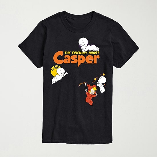 Casper The Friendly Ghost Halloween Mens Crew Neck Short Sleeve Regular Fit Big and Tall Graphic T-Shirt