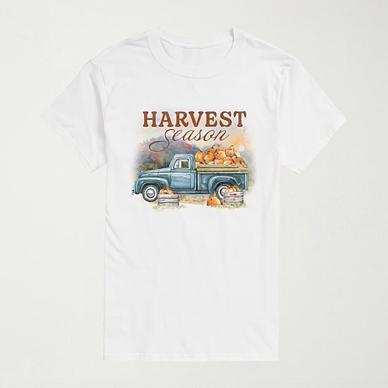 Harvest Season Pumpkins Fall Mens Crew Neck Short Sleeve Regular Fit Big and Tall Graphic T-Shirt