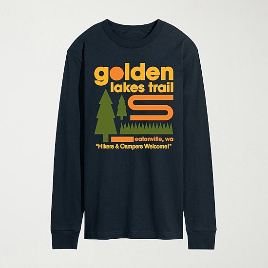 Golden Lakes Trail Mens Crew Neck Long Sleeve Regular Fit Big and Tall Graphic T-Shirt
