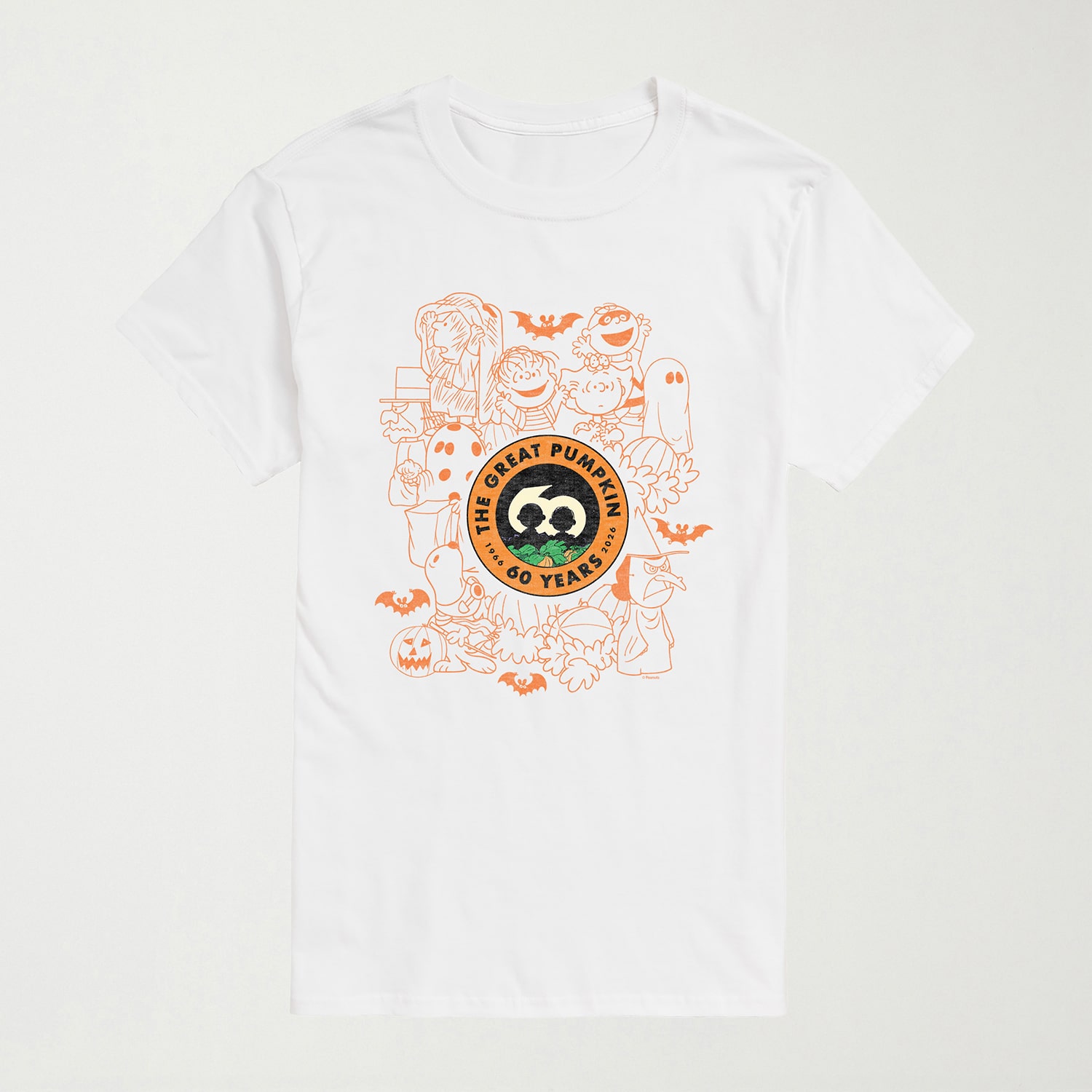 Great Pumpkin 60th Halloween Mens Crew Neck Short Sleeve Regular Fit Peanuts Big and Tall Graphic T-Shirt