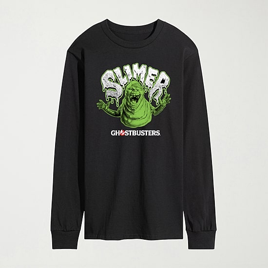 Ghost Busters Slimer Mens Crew Neck Long Sleeve Regular Fit Ghostbusters Big and Tall Graphic T-Shirt