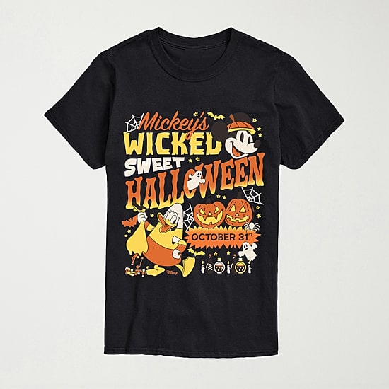 Wicked Sweet Halloween Mens Crew Neck Short Sleeve Regular Fit Mickey Mouse Big and Tall Graphic T-Shirt