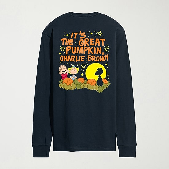 Great Pumpkin 60th Halloween Mens Crew Neck Long Sleeve Regular Fit Peanuts Big and Tall Graphic T-Shirt